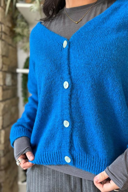 Oliver Knit Cardigan Electric Blue